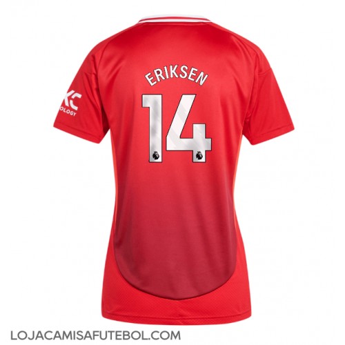 Camisa de Futebol Manchester United Christian Eriksen #14 Equipamento Principal Mulheres 2024-25 Manga Curta